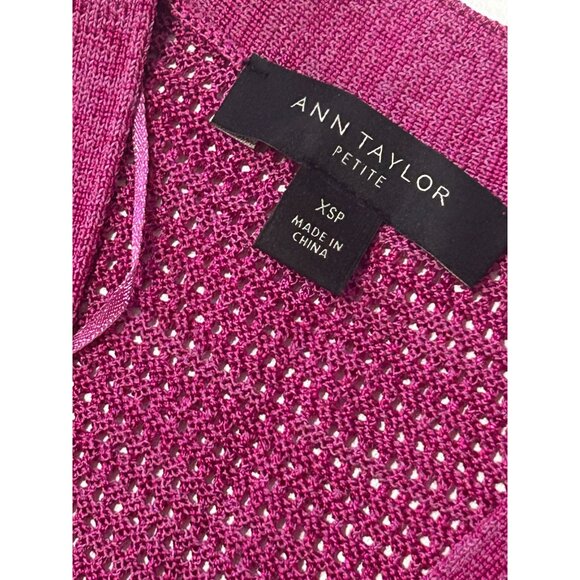 Ann Taylor Petite Open Front Cardigan XS Pink Lightweight Knit 1745 - Picture 5 of 6
